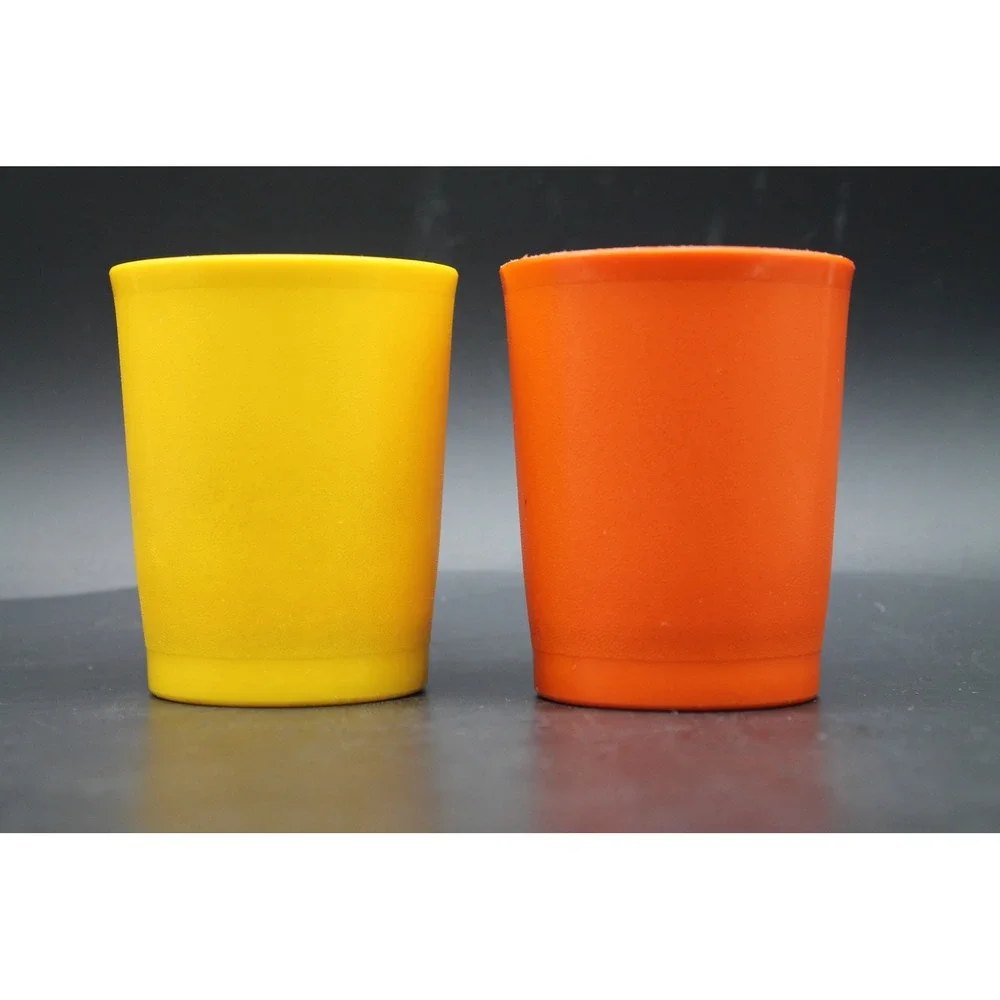 Vintage Tupperware Tumblers Set of 2 Orange Yellow Made in USA 3.5